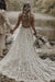 A-line V-neck Lace Court Train Wedding Dress-27dress