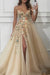 Elegant One Shoulder Tulle A-line Long Formal Dress with Slit-27dress