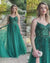 V-Neck Sleeveless A-Line Long Prom Dress with Appliques-27dress