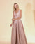 Long A Line V-Neck Sleeveless Tulle Lace Formal Dress with Appliques-27dress