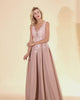 Long A Line V-Neck Sleeveless Tulle Lace Formal Dress with Appliques-27dress