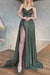 Simple A-Line Sweetheart Satin Long Split Front Formal Dress With Sequins