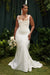 Long Mermaid Cowl Neck Spaghetti Straps Satin Wedding Dress-27dress