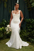 Long Mermaid Cowl Neck Spaghetti Straps Satin Wedding Dress-27dress