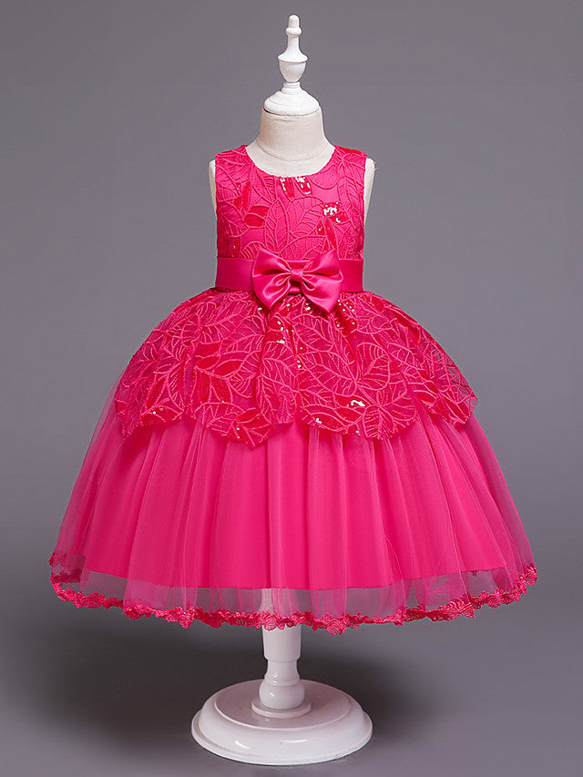 Princess Satin Tulle Sleeveless Jewel Neck Wedding First Communion Birthday Flower Girl Dresses-27dress