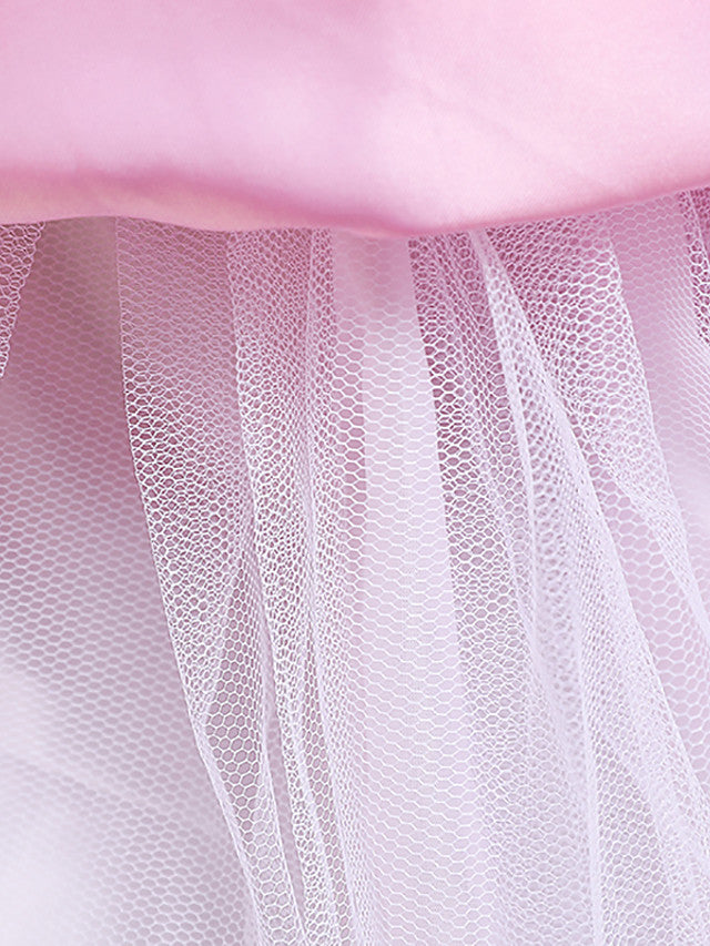 Princess Satin Tulle Sleeveless Jewel Neck Wedding First Communion Birthday Flower Girl Dresses-27dress