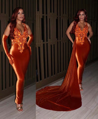 Prom Dress Straps Sleeveless With Appliques Beading Long Trail