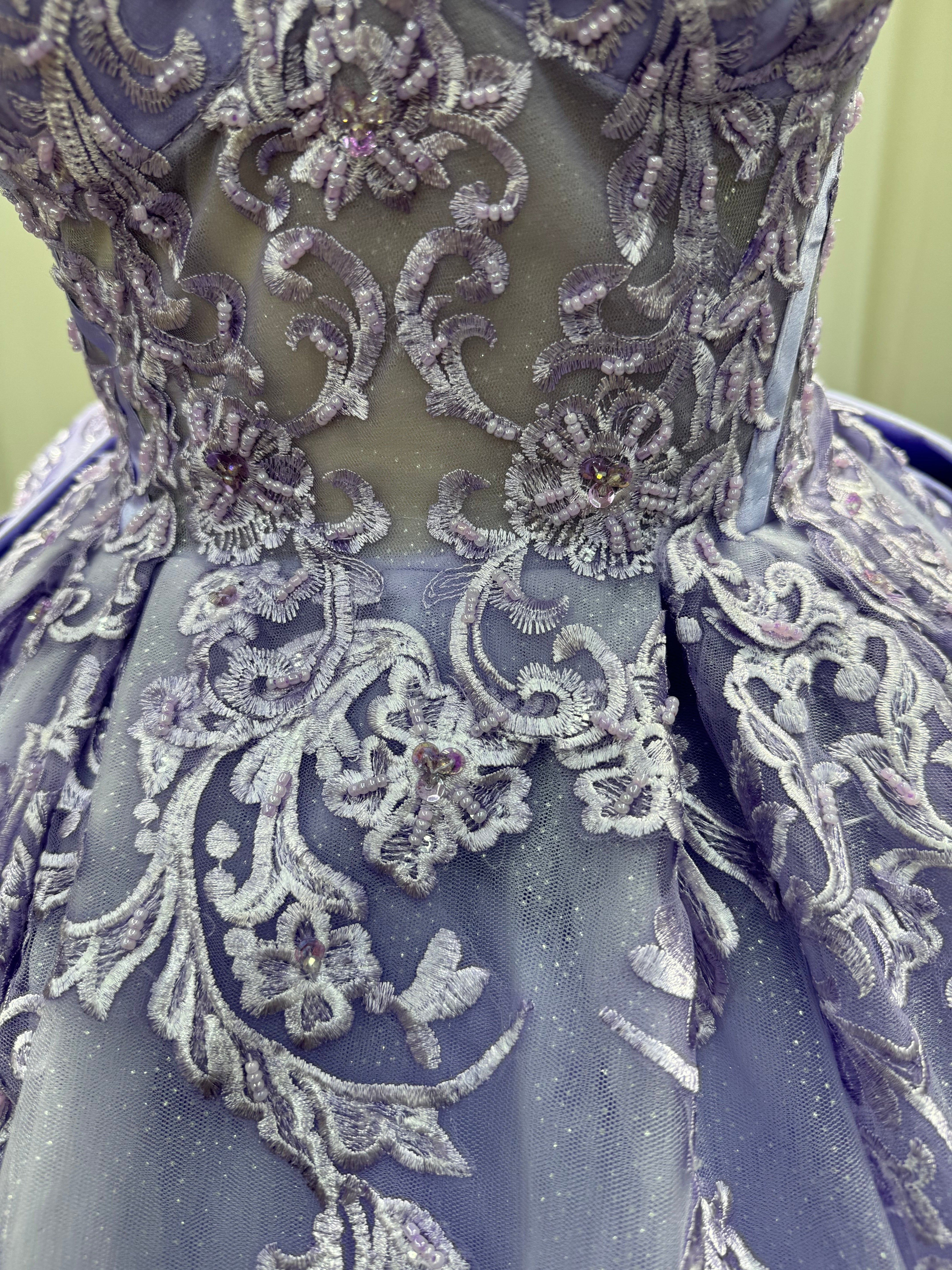 27DRESS Purple Strapless Sequined Ball Gown Evening Dresses with Bow
