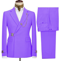 Purple Two Pieces Simple Slim Fit Men Suits for Prom