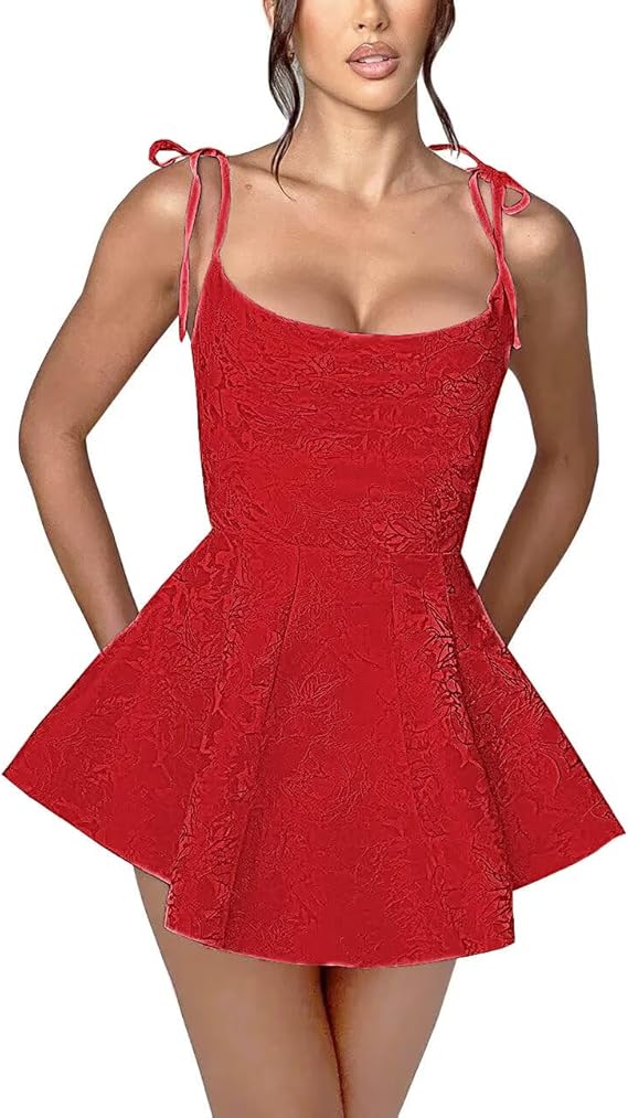 Short A-line Spaghetti Straps Satin Sleeveless Party Dress Jacquard Homecoming Dress
