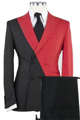 Peaked Lapel Double Breasted Red Prom Suits