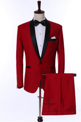 Shawl Lapel Twp Pieces Red Wedding Suits For Men