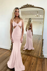 Red Waistless Sleeveless Tight Fitting Spaghetti Strap Mermaid Prom Dress
