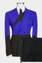 Royal Peaked Lapel Double Breasted New Arrival Blue Prom Suits