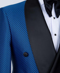 Royal Blue Shawl Lapel Double Breasted Best Fitted Men Suits