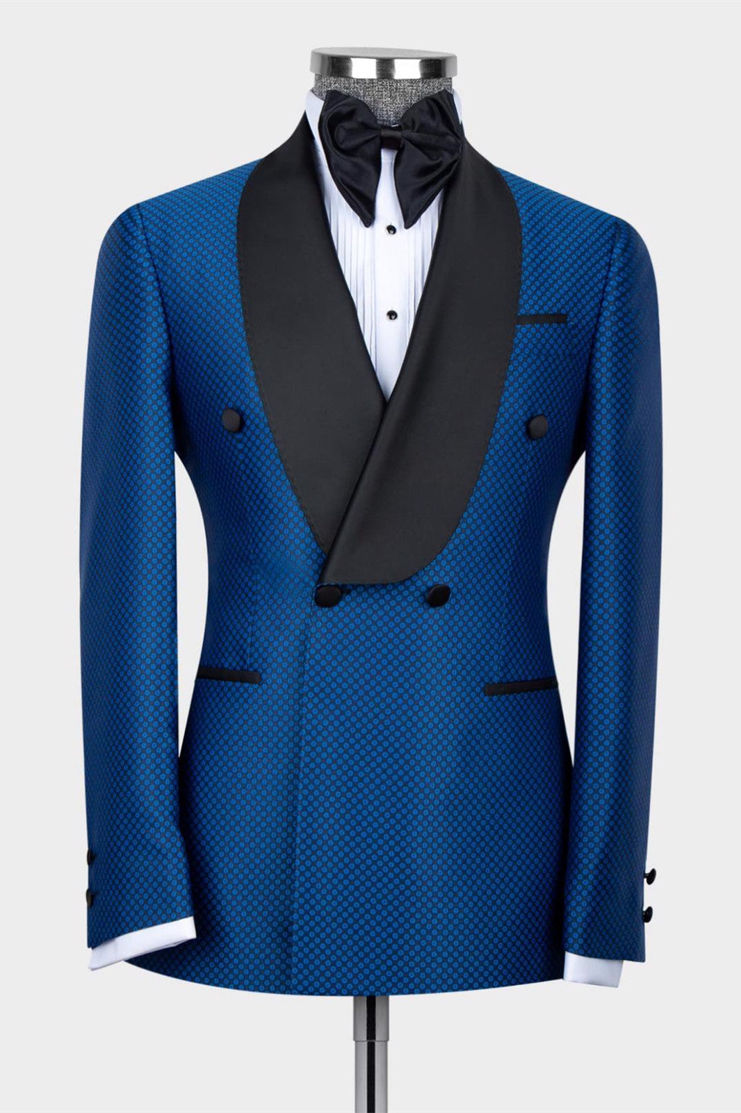 Royal Blue Shawl Lapel Double Breasted Best Fitted Men Suits