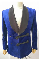 Royal Shawl Lapel Two Pieces Classic Velvet Blue Wedding Suits