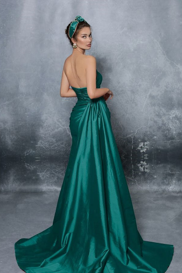 Royal Blue Sweetheart Strapless Sleeveless A Line Prom Dress With High Split