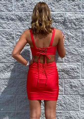 Satin Homecoming Dress with Pleated Sheath/Column Square Neckline and Sleeveless Short/Mini Elastic Design - 27Dress
