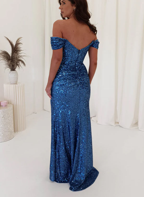 Gorgeous Column Off-the-shoulder Sweetheart Sequined Long Prom Dress w 27dress Gorgeous Column Off-the-shoulder Sweetheart Sequined Long Prom Dress w 27dress
