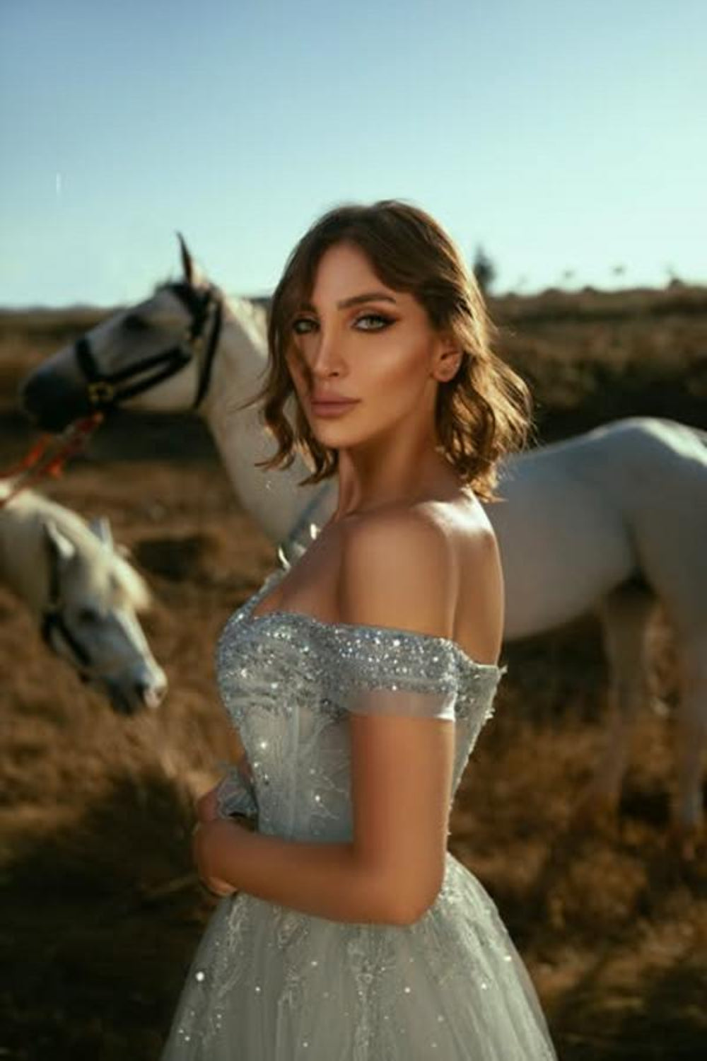 Shining Off-the-Shoulder A-line Tulle Wedding Dress-27dress