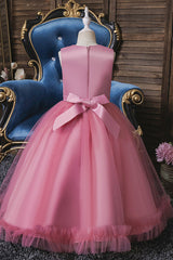 Short Ball Gown Appliques Lace Scoop Tulle Flower Girl Dresses-27dress