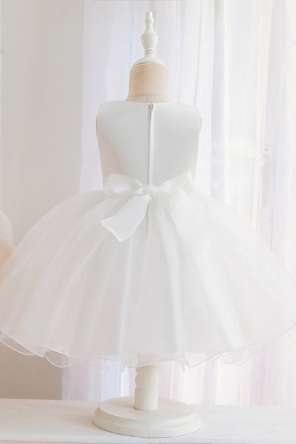 Short Ball Gown Appliques Sleeveless Scoop Tulle Flower Girl Dresses-27dress