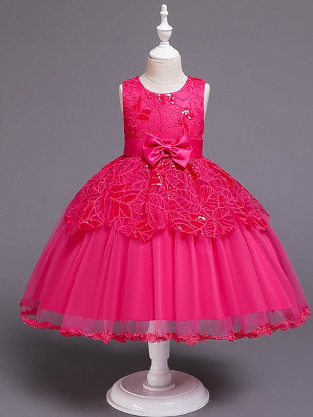Short Ball Gown Tulle Sleeveless Jewel Neck Wedding Party Flower Girl Dresses-27dress