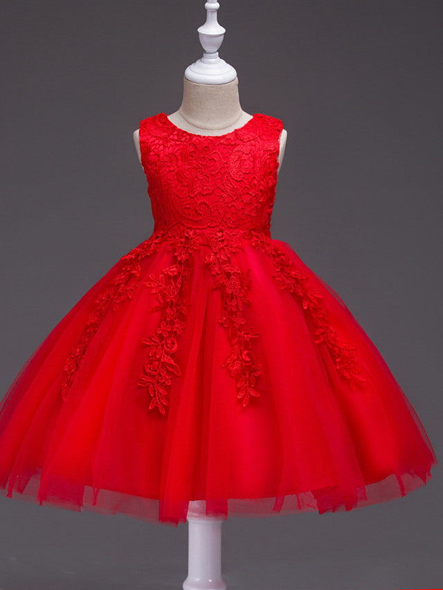 Short Princess Polyester Sleeveless Jewel Neck Party Pageant Flower Girl Dresses-27dress