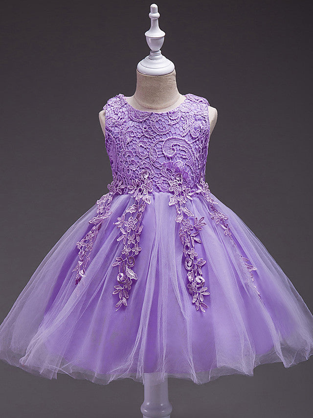 Short Princess Polyester Sleeveless Jewel Neck Party Pageant Flower Girl Dresses-27dress