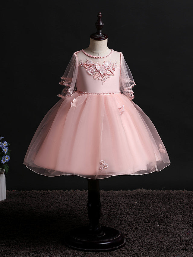 Short Princess Satin Tulle Flower Girl Dresses Wedding Birthday Party Dresses-27dress
