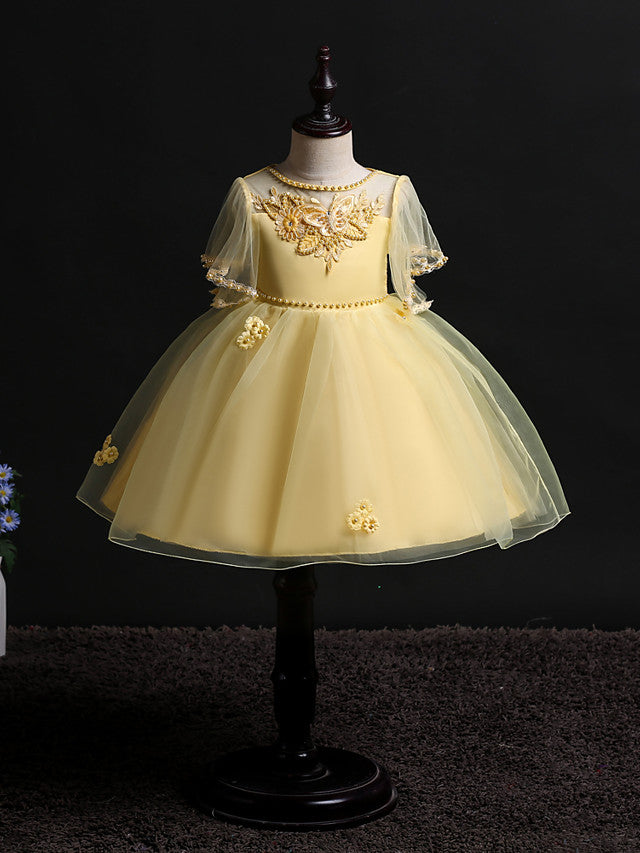 Short Princess Satin Tulle Flower Girl Dresses Wedding Birthday Party Dresses-27dress