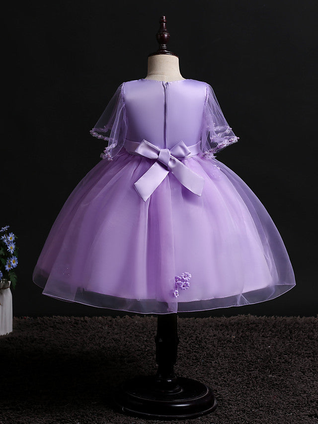 Short Princess Satin Tulle Flower Girl Dresses Wedding Birthday Party Dresses-27dress