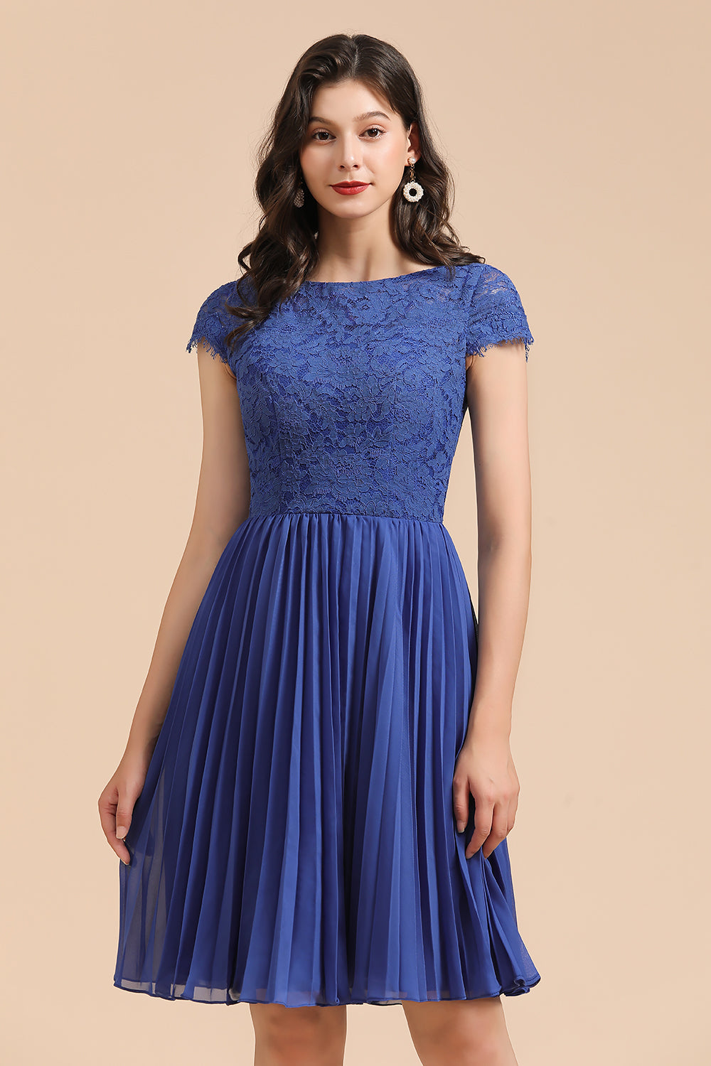 Short Sleeve Royal Blue Lace Junior Bridesmaid Dress with Knee-Length 27dress Short Sleeve Royal Blue Lace Junior Bridesmaid Dress with Knee-Length 27dress