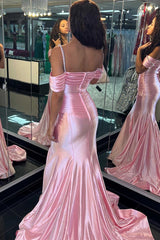Silver Spaghetti Straps Beaded Ruched Mermaid Prom Dress-27dress