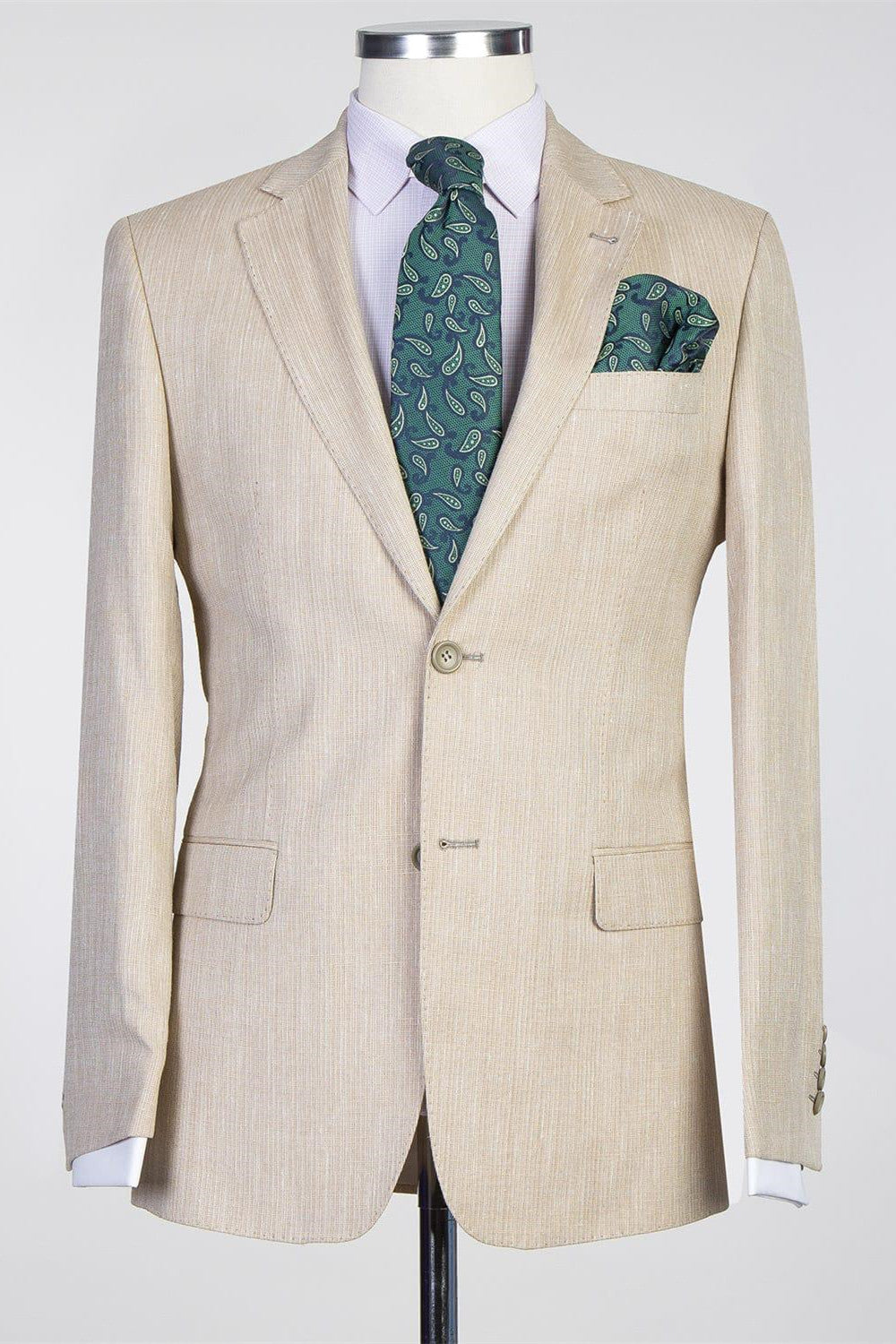 Simple Champagne Two Pieces Fashion Notched Lapel Men Business Suits