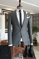 Simple Deep Gray Notched Lapel Men Suits For Business