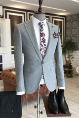 Simple Notched Lapel Gray Business Suits For Men