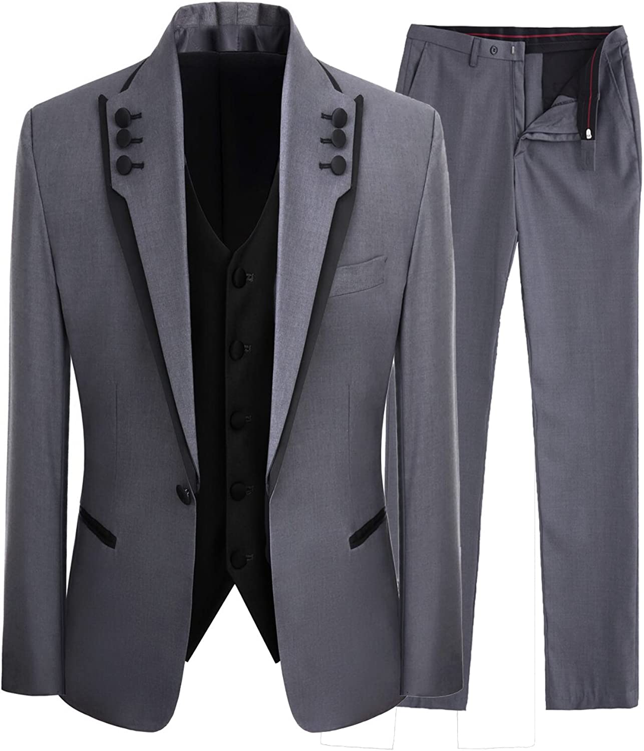 Simple Shawl Lapel Three Pieces Gray Prom Suits
