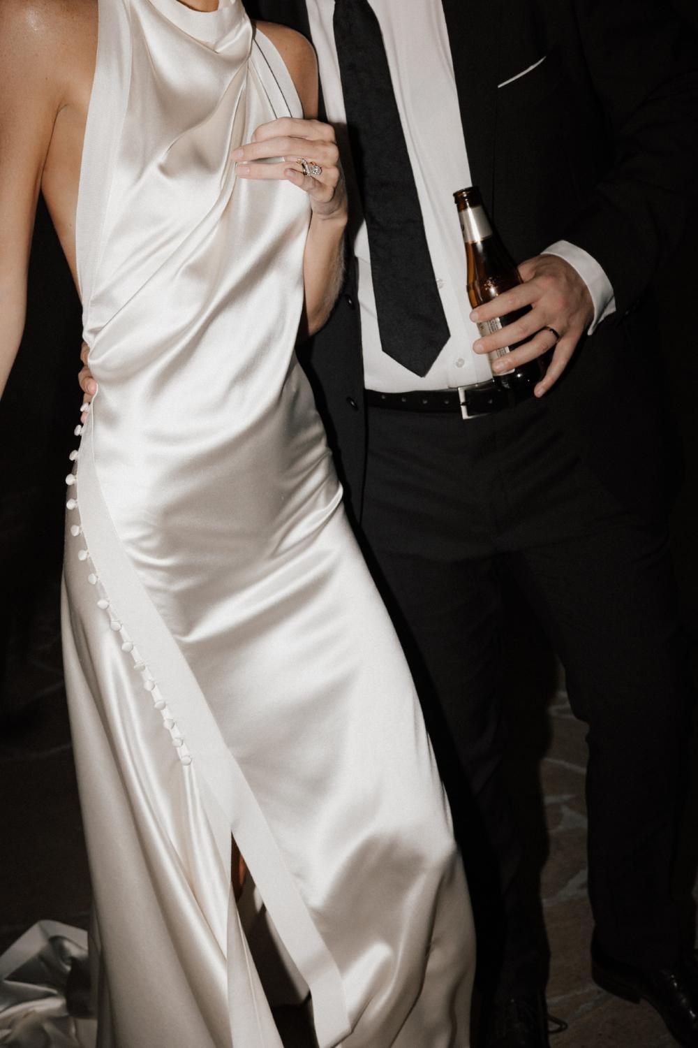 Simple Halter Backless Wedding Dress with Sweep Train-27dress