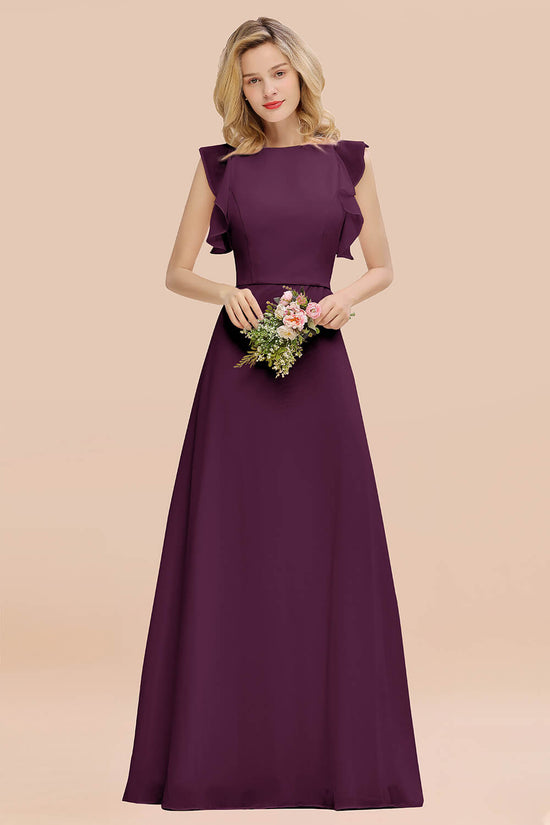 Load image into Gallery viewer, Simple Jewel Draped Sleeves Blushing Pink Bridesmaid Dress Online-27dress
