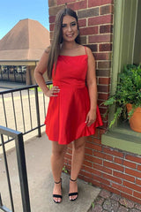 Simple Spaghetti Straps Short A-line Homecoming Dress-27dress