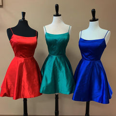 Simple Spaghetti Straps Short A-line Homecoming Dress-27dress