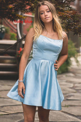 Simple Spaghetti Straps Short A-line Homecoming Dress-27dress