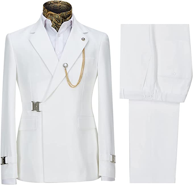 Simple Notched Lapel White Prom Suits For Men