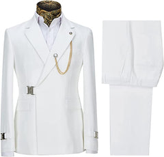 Simple Notched Lapel White Prom Suits For Men