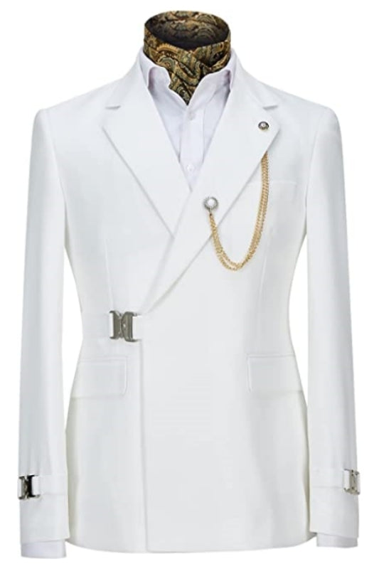 Simple Notched Lapel White Prom Suits For Men