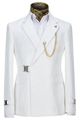 Simple Notched Lapel White Prom Suits For Men