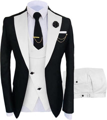 Simple Shawl Lapel Three Pieces White Prom Suits