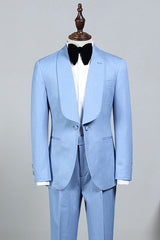 Sky Blue Bespoke Wedding Suit For Grooms